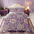 thumbnail image 1 of Erosebridal Purple Floral Vine Full Size Comforter Sets,Cream Damask Motif Bedding Comforter Set,3 Pieces,1 Comforter and 2 Pillowcases,Light Gray Reversible, 1 of 7