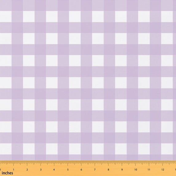 Erosebridal Purple Gingham Fabric by the Yard 5 Yards, Check Grid Pattern Fabric for Sewing