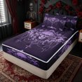 thumbnail image 1 of Erosebridal Purple Gothic Skull Zipper Queen Comforter Set with Fitted Sheet and 2 Pillowcases for Women Girls, Damask Boho Floral Zipper Bedding Set, Black Reversible, 4pcs, 1 of 7