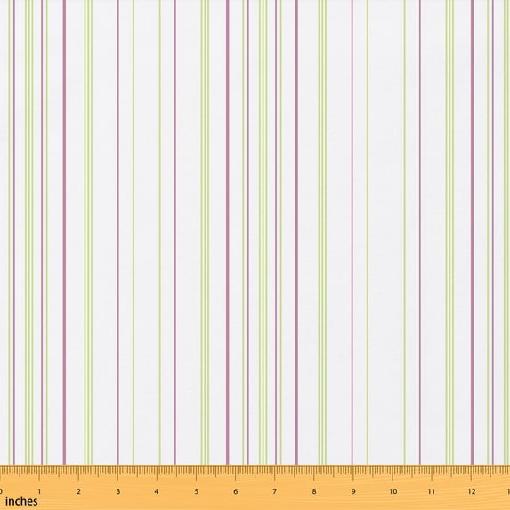 Erosebridal Purple Green Vertical Stripe Fabric by the Yard 1 Yard, Thin Line Pinstripe Pattern Home Decor Fabric by the Yard