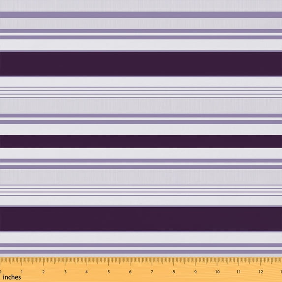 Erosebridal Purple Lavender Horizontal Stripe Fabric by the Yard 2 Yards, Wide Thin Band Pattern Sewing Fabric