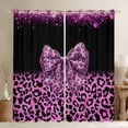 thumbnail image 1 of Erosebridal Purple Leopard Print Bow Knot Girl Black Out Curtains,Teens Women Sparkling Sequin Print Curtains Pack of 2 (42x63 Each),Breathable Home Decor, 1 of 6