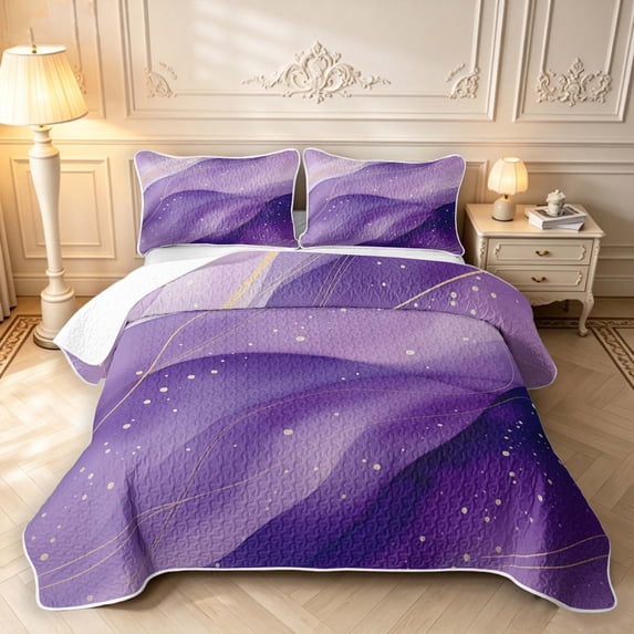 Erosebridal Purple Marble Liquid Wave Quilt Full,Modern Violet Marbling ...