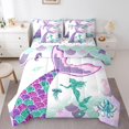 thumbnail image 1 of Erosebridal Purple Mermaid Tail Bedding Full Size, Fish Scale Bed in a Bag Full size, Dreamy Princess Decor, Reversible 7pcs, 1 of 5