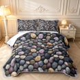 Erosebridal Purple Pink Stones Quilt Full,Smooth River Rocks Full ...