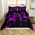 thumbnail image 1 of Erosebridal Purple Plaid Duvet Cover Toddler,Futuristic Cubes Bedding Sets,Breathable Reversible Duvet Cover Toddler,Buffalo Decoration,2pcs(No Comforter), 1 of 7