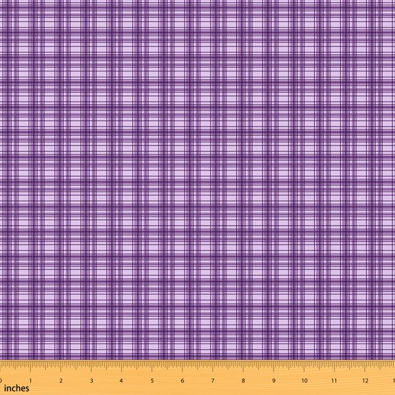 Erosebridal Purple Plaid Fabric by the Yard 2 Yards, Check Grid Pattern Sewing Fabric