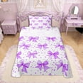 thumbnail image 1 of Erosebridal Purple Polka Dot Bow Twin Sheet Sets for Girls, Watercolor Ribbon Bedding for Women, 3 Pieces, 1 of 6