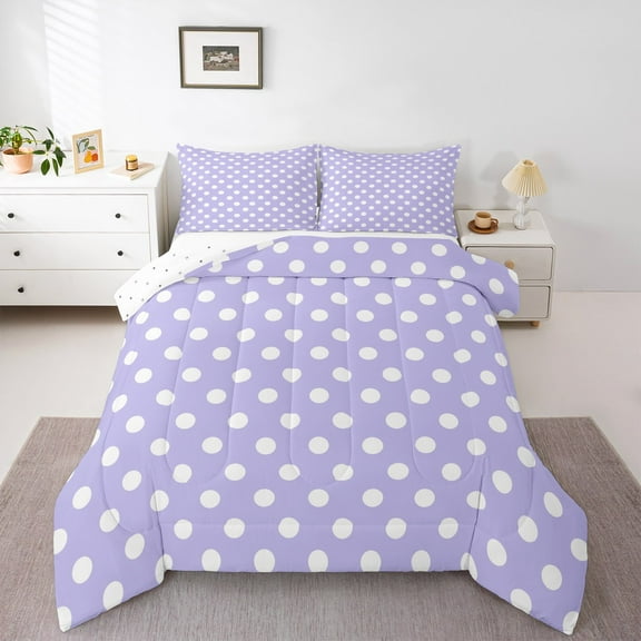 Erosebridal Purple Polkadot Comforter Sets Twin Size, Modern Simple Comforters & Duvets, Teenager Adult Reversible Bedding Twin Comforter Set, Ultra Soft Bedroom Decoration, 2pcs