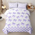 thumbnail image 1 of Erosebridal Purple Princess Bow Twin Quilt Set,Minimalist Geometric Plaid Twin Coverlet Set For Girls,2 Pieces, 1 of 7