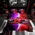 thumbnail image 1 of Erosebridal Purple Racing Car Bedding Sets King with Comforter, Lightning Print Duvet Insert, Reversible, 3 Pieces, 1 of 6
