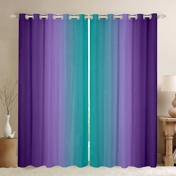 Erosebridal Purple and Teal Curtains for Bedroom,Rainbow Ombre Blackout Curtains Aesthetic Living Room Decor,Gradient Colorful Curtains & Drapes Abstract Window Curtain 2 Panels 38"Wx45"L