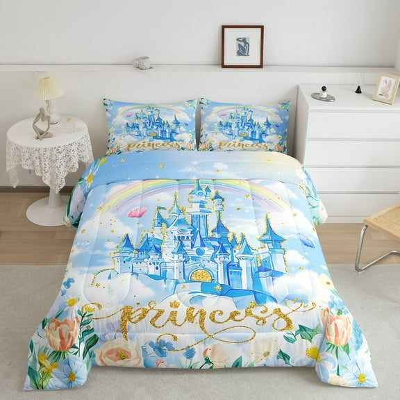Erosebridal Fantasy Princess Comforter Sets Queen Size, Magical Castle Comforters & Duvets, Fairy Tale Theme Decor, Reversible