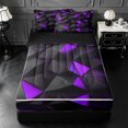 thumbnail image 1 of Erosebridal Purple Triangle Zipper Full Size Comforter Sets with Fitted Sheet and 2 Pillowcases,Geometric Print Zipper Bedding Set For Boys,Black Reversible,4 Pieces, 1 of 7
