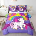 thumbnail image 1 of Erosebridal Purple Unicorn Bedding Queen Size, Initial I Bed Set, Cartoon Monogrammed Reversible Bed in a Bag Queen size, Lightweight Bedroom Decorative, 7pcs, 1 of 7
