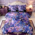 thumbnail image 1 of Erosebridal Purple Watercolor Floral 7-Piece Twin Bedding,Golden Vine Motif Bedding Comforter Set,Black Reversible, 1 of 7