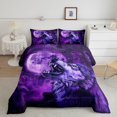 thumbnail image 1 of Erosebridal Purple Wolf Comforter Set Full Size,Moon Galaxy Wolf Bedding Set Adults,Hunting Safari Bedding Comforter Sets Exotic Boho Style Quilt Bed Set 3Pcs, 1 of 5