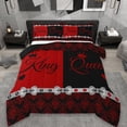 thumbnail image 1 of Erosebridal Queen And King Full Size Comforter Sets,Vintage Damask Print Bedding Sets For Men Omen,Red Black, Reversible 3 Pieces, 1 of 7