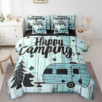Erosebridal RV Car Bedding Sets Twin Size, Camper Camping Comforter Sets with Sheets, Lodge Cabin Decor, Reversible 7-Piece