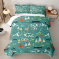 thumbnail image 1 of Erosebridal RV Car Outdoor Deer Bed Spread Queen for Boys Men, Teal Mountain Camping Queen Coverlet Set, 3 Pieces, 1 of 7