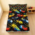 thumbnail image 1 of Erosebridal Race Car Fitted Sheet Full, Colorful Bed Set, Vibrant Black 3 Pieces 1 Fitted Sheet and 2 Pillowcases, 1 of 6