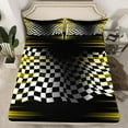 thumbnail image 1 of Erosebridal Race Car Fitted Sheet Set Full, Sport Theme Bedding Full Size, Gold Black, 3pcs (No Top Sheet), 1 of 6