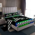 thumbnail image 1 of Erosebridal Race Car Flag Bed Sheets Set Twin Size, Black White Bed Sheets Twin, Racing Game Sport Decor 3pcs, 1 of 7