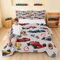 thumbnail image 1 of Erosebridal Race Car King Size Comforter Sets, Trophy Comforters King Size, Dark Blue, Gray Reversible 3pcs 1 Comforter and 2 Pillowcases, 1 of 6