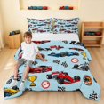 thumbnail image 1 of Erosebridal Race Car Queen Comforter Set, Trophy Comforter Sets Queen, Black Blue, Polka Dots Reversible 3pcs 1 Comforter and 2 Pillowcases, 1 of 6