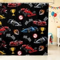 thumbnail image 1 of Erosebridal Race Car Shower Curtain 72Wx78L, Trophy Bath Curtain, Dark Red, 1 of 5