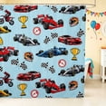 thumbnail image 1 of Erosebridal Race Car Shower Curtain 72Wx84L, Trophy Bathroom Shower Curtain, Black Blue, 1 of 5