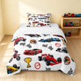thumbnail image 1 of Erosebridal Race Car Twin Comforter Sets, Trophy Bedding Set, Black Red, Reversible 2pcs 1 Comforter and 1 Pillowcase, 1 of 6