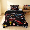 thumbnail image 1 of Erosebridal Race Car Twin Comforter Sets, Trophy Bedding Set, Dark Red, Black Reversible 2 Pieces 1 Comforter and 1 Pillowcase, 1 of 6