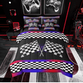 thumbnail image 1 of Erosebridal Race Gamer Bedding Sets Queen Size, Racing Car Comforter Sets with Sheets, Geometry Stripes Decor, Reversible 7 Pieces, 1 of 5