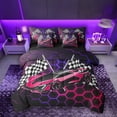 thumbnail image 1 of Erosebridal Racing Car Bedding Comforter Set for Kids Boys, Gradient Pink Honeycomb Full Bedding Set, Black Reversible, 7 Pieces, 1 of 6