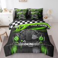 thumbnail image 1 of Erosebridal Racing Car Bedding Sets King Size,Geometric Plaid Bed in a Bag King size,Black Green Bedding King Size,Super Cozy Sport Bedroom Decorative,Reversible,7-Piece, 1 of 6