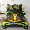 thumbnail image 1 of Erosebridal Racing Car Bedding Sets Twin Size,Geometric Plaid Comforter Sets with Sheets,Yellow Green Bed in a Bag Twin size,Super Cozy Sport Bedroom Decorative,Reversible,7pcs, 1 of 6