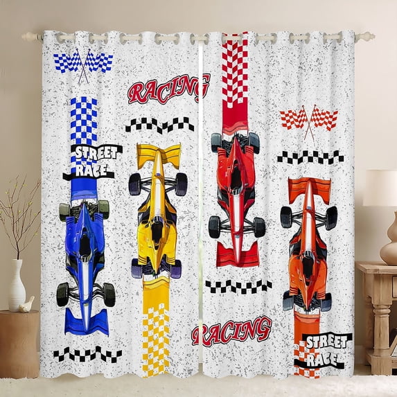 Erosebridal Racing Car Curtains and Drapes (38Wx54L),Fast Cat 30%-50% Blackout Curtains for Bedroom,Extreme Sports Curtains Pack of 2 (38Wx54L),Sport Car Room Decorative