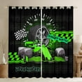 thumbnail image 1 of Erosebridal Racing Car Curtains Pack of 2 (42Wx63L),Geometric Plaid Black Out Curtains,Black Green Curtains for Living Room,Sport Bedroom Decorative, 1 of 6