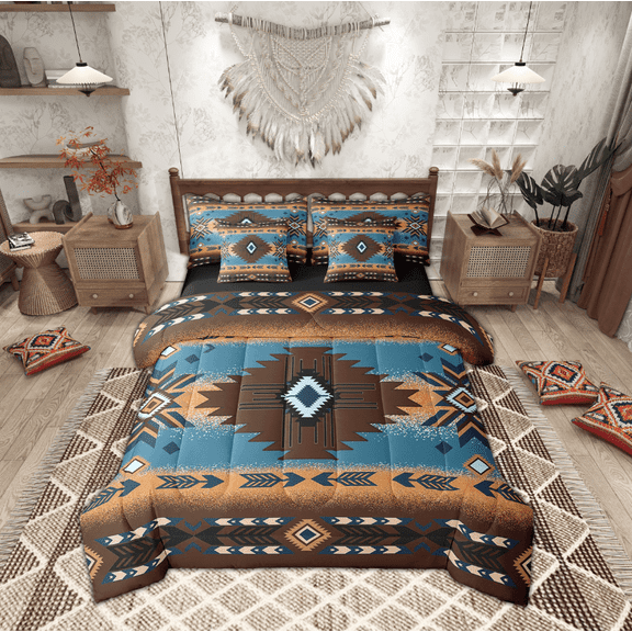 Erosebridal Tribal Aztec Bedding Sets King Size,Hippie Boho Bed in a Bag King size,Super Cozy Reversible Bedding King Size,Teenager Bedroom Decor,7 Pieces