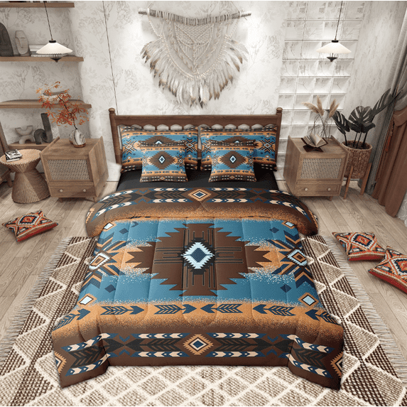Erosebridal Tribal Aztec Bedding Sets King Size,Hippie Boho Bed in a Bag King size,Super Cozy Reversible Bedding King Size,Teenager Bedroom Decor,7 Pieces