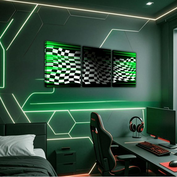 Erosebridal Racing Flag Paintings Wall Decor Bedroom , Extreme Sports Wall Hanging Decor Kitchen, Green