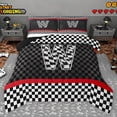 thumbnail image 1 of Erosebridal Racing Flag Queen Comforter Set for Kids Boys, Monogrammed W Bedding Comforter Set, Black Reversible 3-Piece, 1 Comforter and 2 Pillowcases, 1 of 6