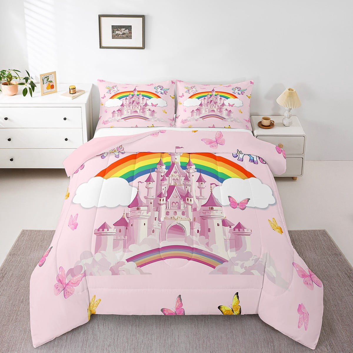 Erosebridal Rainbow Castle Bedding Sets With Comforter,Princess Theme ...