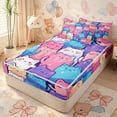 thumbnail image 1 of Erosebridal Rainbow Chubby Cartoon Cat Zipper Twin Comforter Sets with Fitted Sheet and 2 Pillowcases,Star Gradient Zipper Bedding Set,Pastel Purple Blue,4-Piece,Reversible, 1 of 6