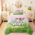 thumbnail image 1 of Erosebridal Rainbow Easter Eggs Twin Comforter Sets,Pink Ribbon Bows Blossom Hydrangea Bedding Set For Girl Kids ,Reversible Pink 2pcs, 1 of 7