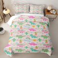 thumbnail image 1 of Erosebridal Rainbow Kawaii Dinosaur Quilt King,Cartoon Cactus Cute Dino King Coverlet Set For Teens,3 Pieces, 1 of 7