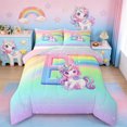 thumbnail image 1 of Erosebridal Rainbow Kids Pink Unicorn Full Size Comforter Sets,Initial Alphabet B Bedding Sets For Girls Teens,Reversible Pink 3-Piece, 1 of 7
