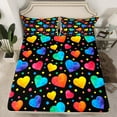 thumbnail image 1 of Erosebridal Rainbow Love Heart Bed Sheets Colorful Tie Dye Fitted Sheet Twin Size, Cute Polka Dots Sheets Watercolor Ombre Bedding, Black Blue Pink Bed Cover 2pcs (Deep Pocket), 1 of 5