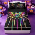 thumbnail image 1 of Erosebridal Rainbow Splash Graffiti Zipper Queen Comforter Set with Fitted Sheet and 2 Pillowcases,Spooky Halloween Spider Zipper Bedding Set For Boys,Black Reversible,4 Pieces, 1 of 7